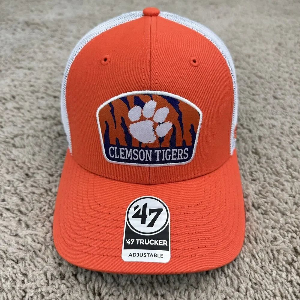 Clemson Tigers Hat '47 Brand Trucker Snapback Orange‎ Factor White Mesh Cap NWT